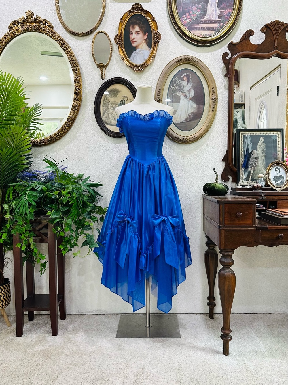 Steppin' Out Royal Blue Off-Shoulder Midi Dress